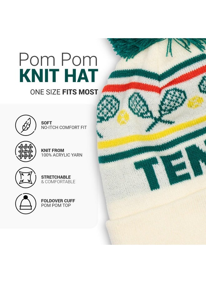 ChalkTalkSPORTS - Tennis Knitted Beanie Hat Tennis Rally Pom Beanie - Image 1