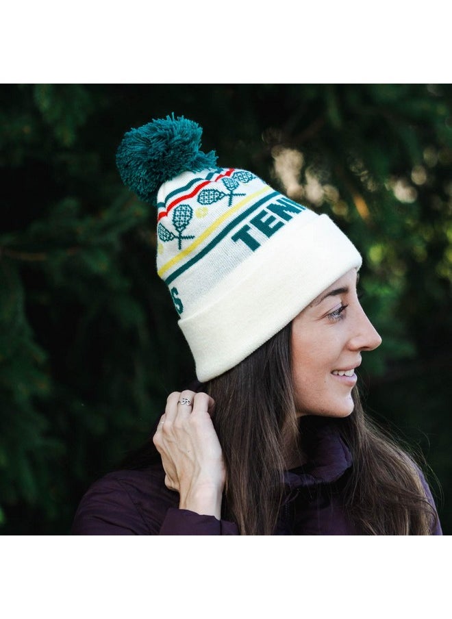 ChalkTalkSPORTS - Tennis Knitted Beanie Hat Tennis Rally Pom Beanie - Image 1