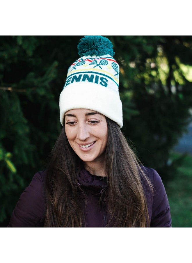 ChalkTalkSPORTS - Tennis Knitted Beanie Hat Tennis Rally Pom Beanie - Image 1