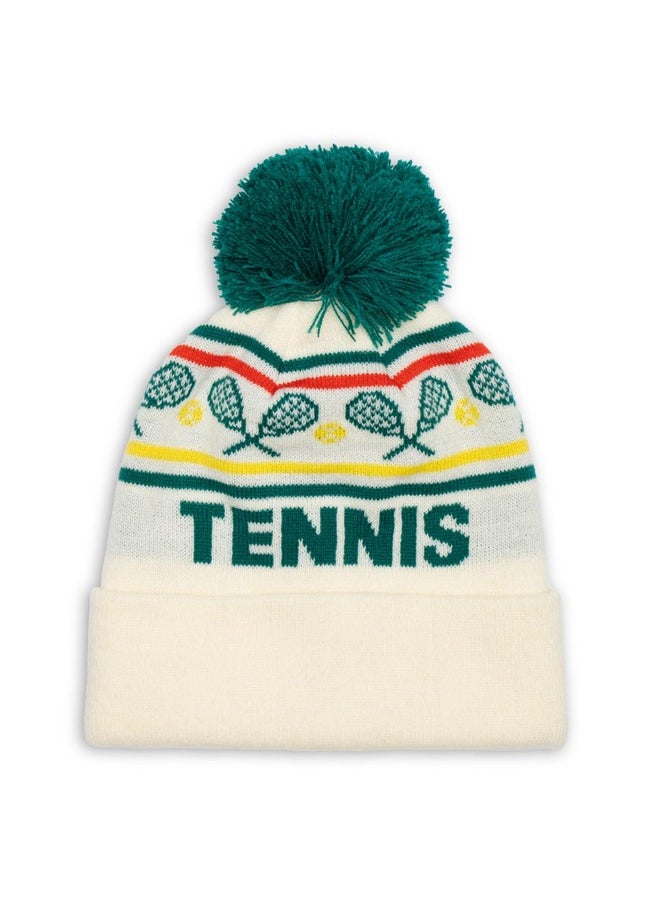 ChalkTalkSPORTS - Tennis Knitted Beanie Hat Tennis Rally Pom Beanie - Image 1