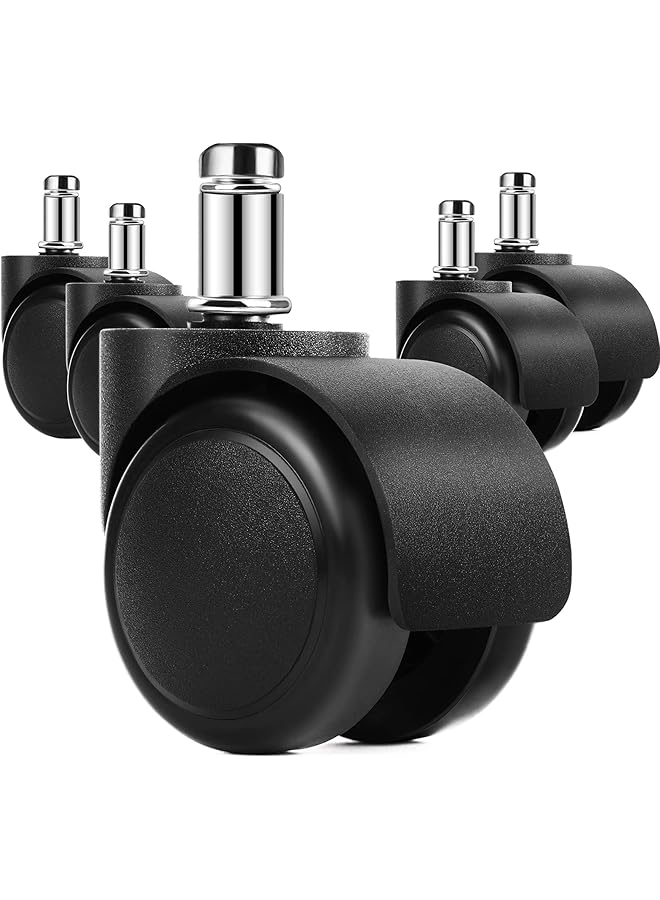 إيروريكس عجلات كرسي المكتب البديلة 5 قطع عجلات كرسي المكتب مع بكرات مطاطية ناعمة عجلات كرسي مطاطية هادئة وناعمة للأرضيات الخشبية والسجاد 2 بوصة - Image 1