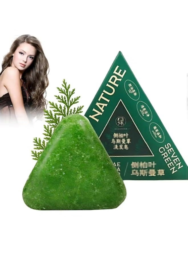 طبيعة صابون طبيعي صيني مثلث أخضر للشعر، أوراق السرو السبعة الخضراء - Image 1