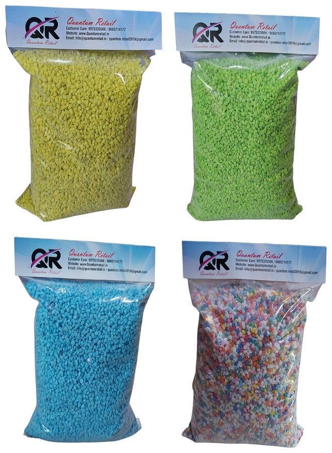Quantum Retail - Lemon Yellow + Multi Color Mix + Parrot Green + Sky Blue Marble Chips Pebbles Decorative Stones - Size:3mm-5mm (4 Color x 200 GMS Each Color = Total 800 GMS) - Image 1