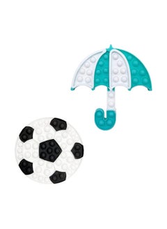 NQOOH Two-Piece Pop It Fidget Toy Set Umbrella and Soccer Ball Shapes Sensory Bubble Popping Toy for Stress Relief  - Image 1