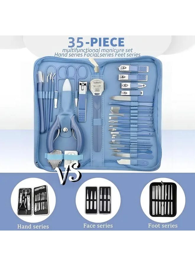 Z 35PCS Professional Manicure Pedicure Set Stainless Steel Nail Care Kit With Storage Case - Image 3