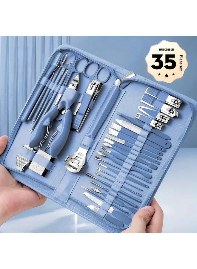 Z 35PCS Professional Manicure Pedicure Set Stainless Steel Nail Care Kit With Storage Case - Image 2