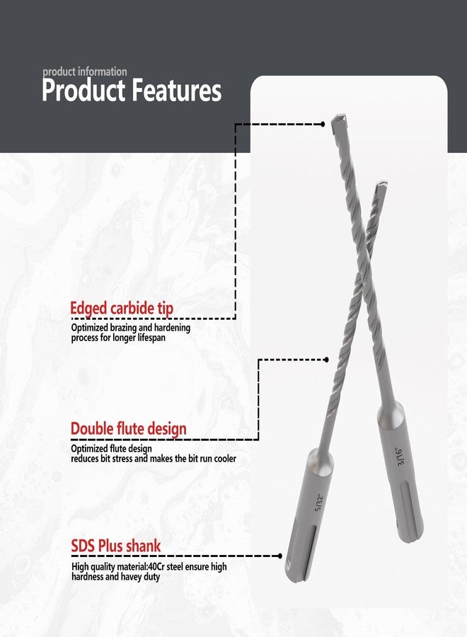 GSTK 11PCS Carbide SDS PLUS Chisel Set, SDS PLUS Drill Rotary Hammer Bits Drill Cleaning Concrete Tile Set Drill Chisel Set, Ideal for Removing Tiles, Mortar, Bricks, Stones, Concrete, Blocks - Image 4