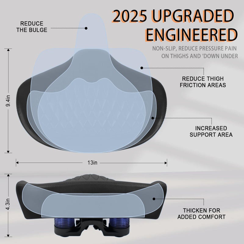BUCKLOS New Noseless Bike Seat for Comfort Men&Women Extra Wide Bicycle Seat Cushion Oversized Comfortabele Foam Padded Bike Saddle for Peloton Exercise Bike Ebike Cruiser Bikes - Image 2