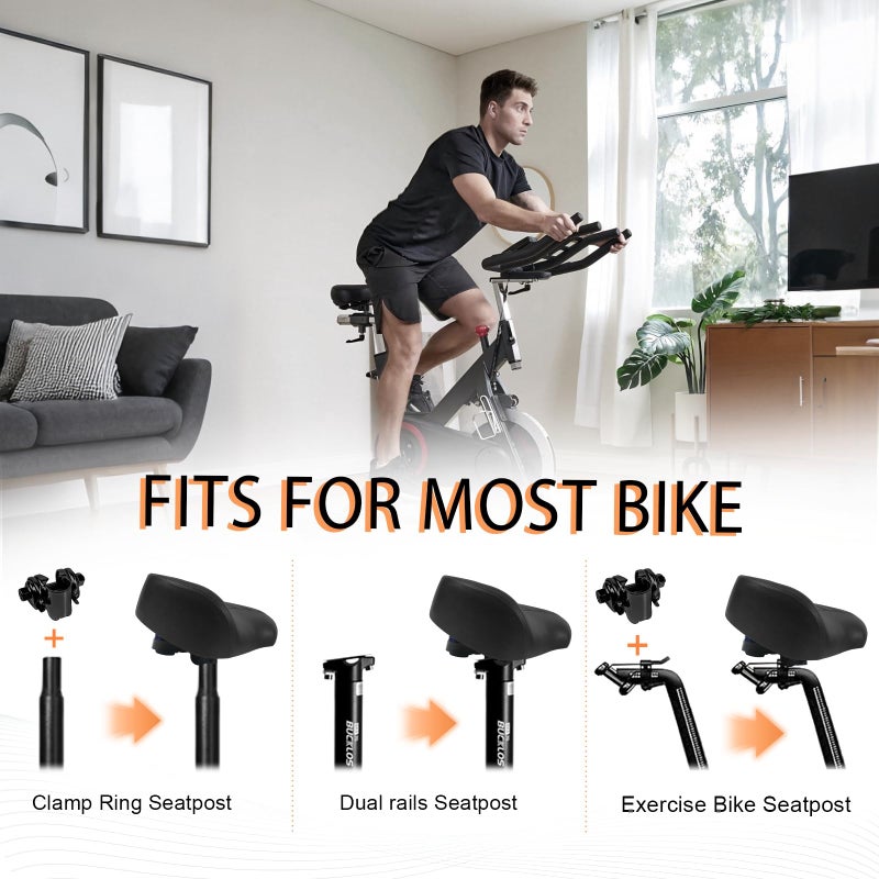BUCKLOS New Noseless Bike Seat for Comfort Men&Women Extra Wide Bicycle Seat Cushion Oversized Comfortabele Foam Padded Bike Saddle for Peloton Exercise Bike Ebike Cruiser Bikes - Image 5