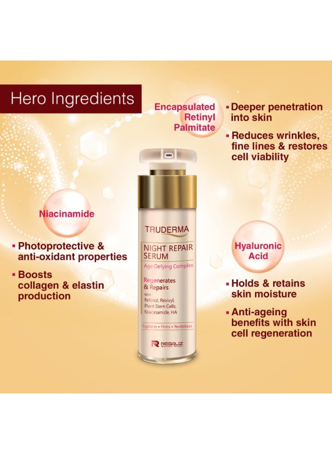 Regaliz Truderma Night Repair Serum | Overnight Formula for Healthy, Radiant Skin | 30 ml - Image 2