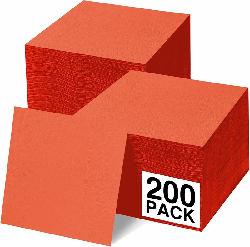 Amcrate Cocktail Napkins Disposable  Orange Beverage Napkins Soft and Absorbent Paper Napkins for Dinner  Party  Wedding  Or Every Day Use  5  x 5  2 Ply Party Napkins  Pack of 200 - By Amcrate - Image 1