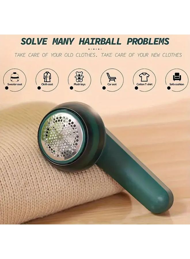 Green USB Rechargeable Fabric Shaver Lint Remover for Clothes Sofa Carpet Portable Home Tool - Image 2