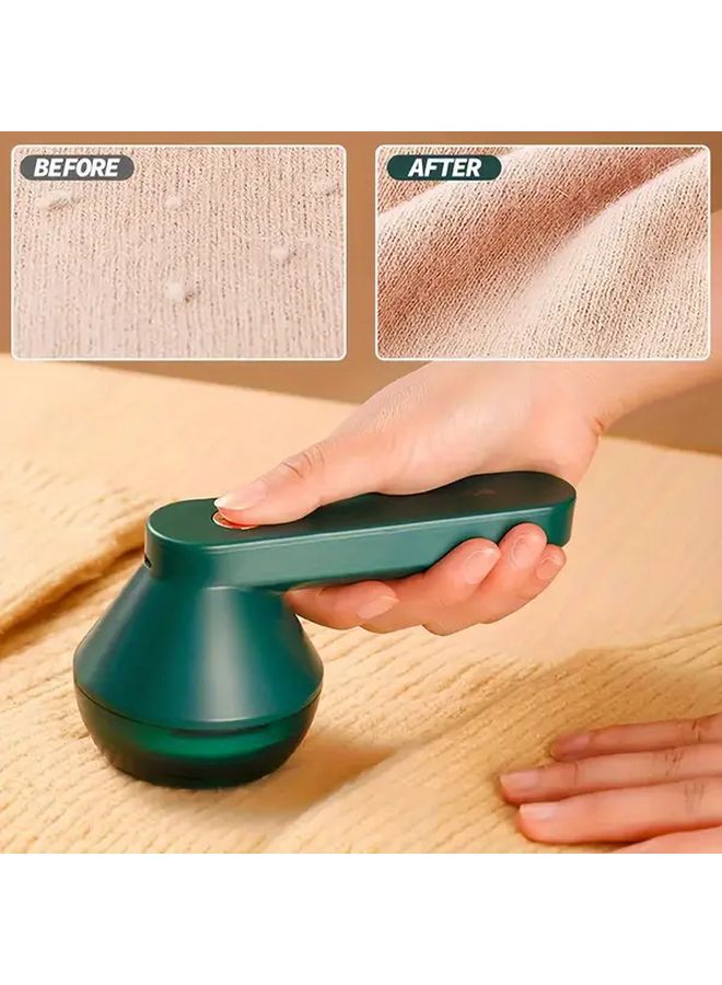 Green USB Rechargeable Fabric Shaver Lint Remover for Clothes Sofa Carpet Portable Home Tool - Image 3