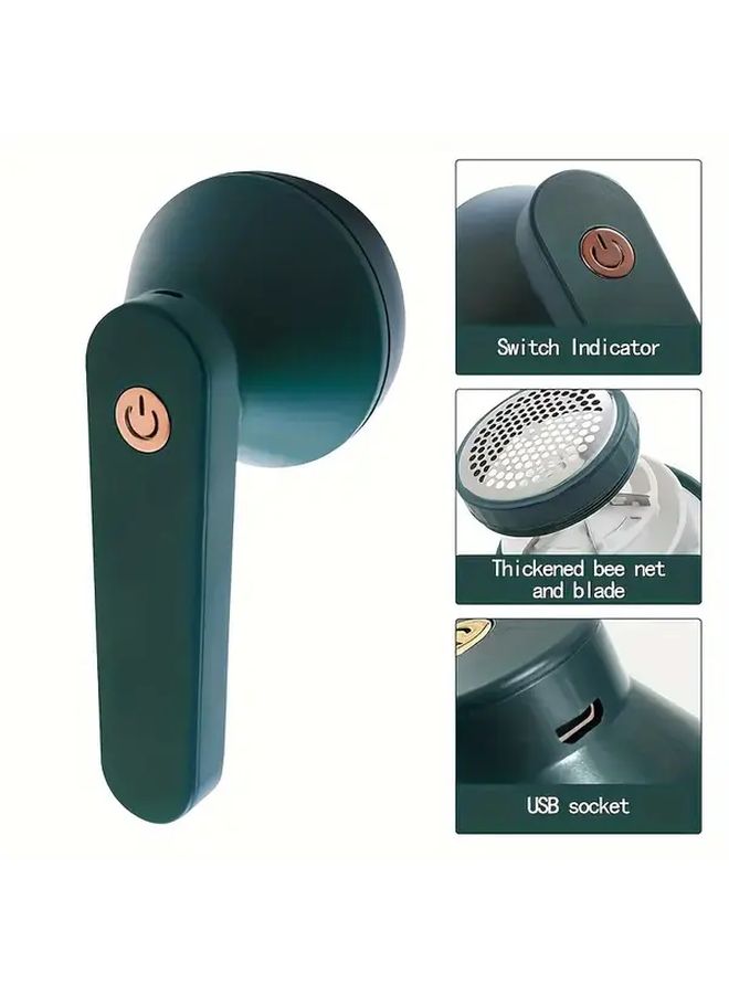 Green USB Rechargeable Fabric Shaver Lint Remover for Clothes Sofa Carpet Portable Home Tool - Image 5