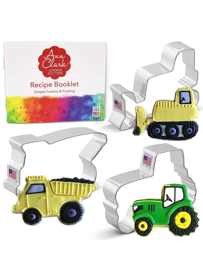 Ann Clark Cookie Cutters - Construction Cookie Cutters 3Pc. Set Made In Usa By Ann Clark Bulldozer Dump Truck Tractor - Image 1