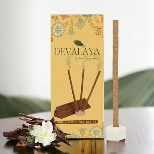 Devalaya Signature Fusion Dhoop Sticks (20 Sticks, Pack of 1), Bambooless Incense Sticks, Agarbatti for Pooja, 100% Charcoal-Free,4-inch Length, 25-Minute Burn Time with Ceramic Strand - Image 1