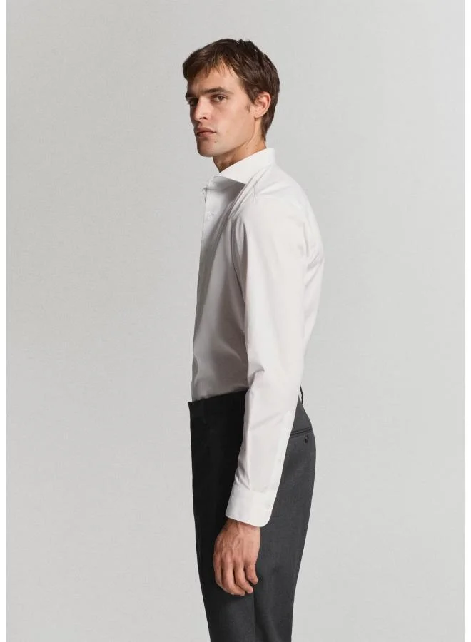 Mango Man 01-BLANCO Slim-Fit Cotton Poplin Suit Shirt for Men | Best Price UAE