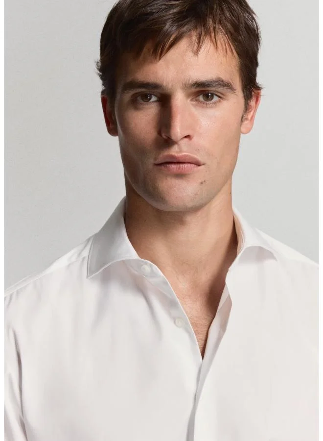 Mango Man 01-BLANCO Slim-Fit Cotton Poplin Suit Shirt for Men | Best Price UAE