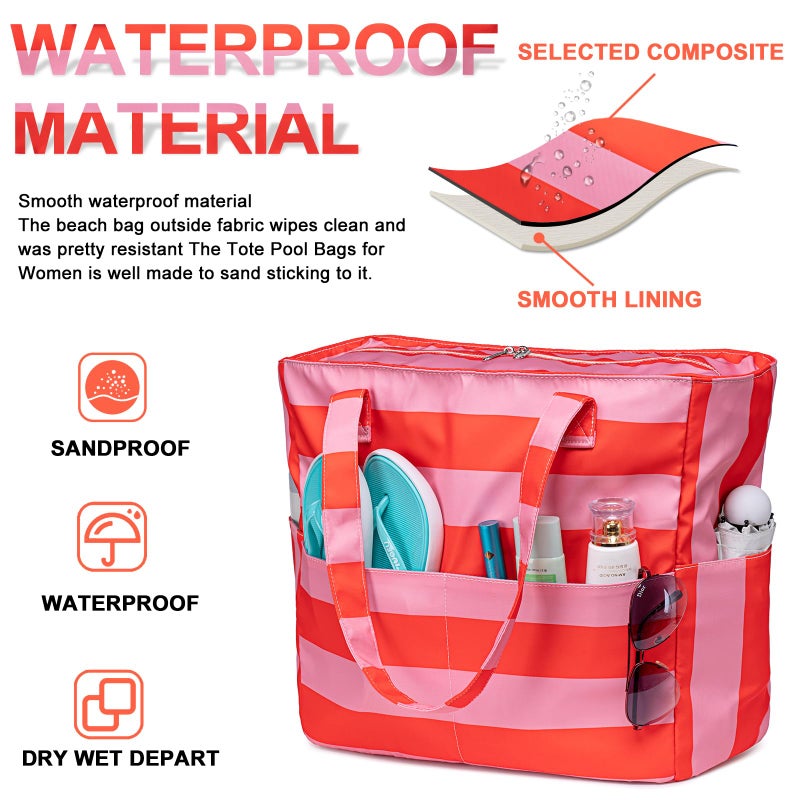 BLUBOON Waterproof Beach Tote Pool Bags for Women Ladies Extra Large Gym Tote Carry On Bag With Wet Compartment for Weekender Travel - Image 4