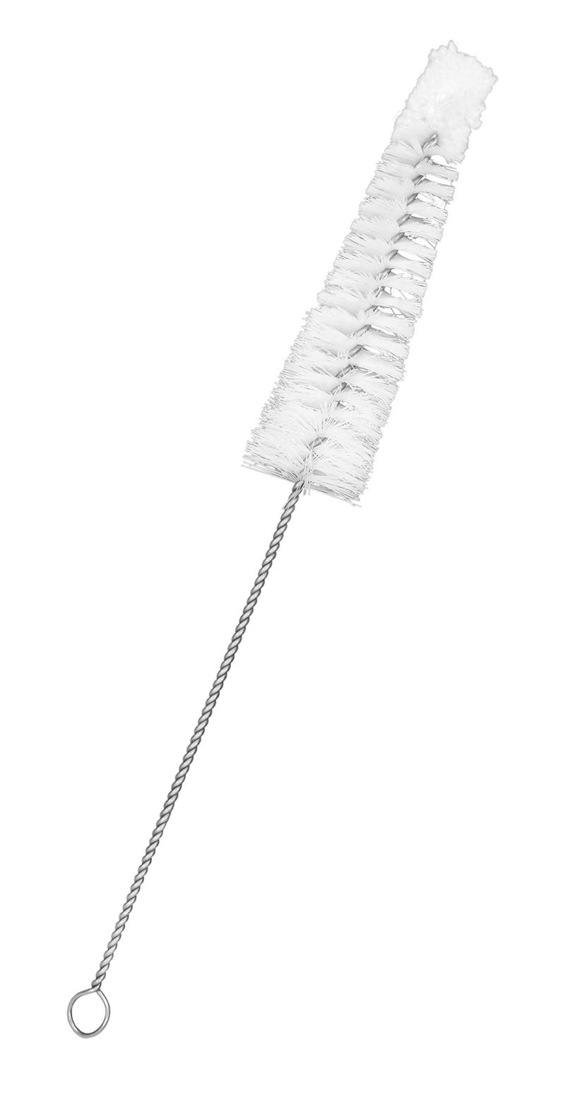 EISCO Tapered Nylon Cleaning Brush with Cotton Yarn Tip, 8.75" - Twisted Stainless Steel Wire Handle - Ideal for 0.5" - 0.75" Diameter Test Tubes, Bottles, Flasks, Cylinders, Jars, Vases, Cups - Image 1