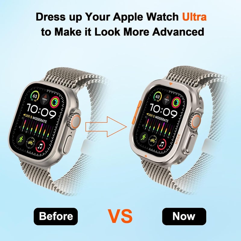 2 in-1 Metal Cover Compatible with Apple Watch Ultra 2/1 Case 49mm, Rugged Bumper with Back Protector for iWatch Ultra 49mm, Titanium - Image 4