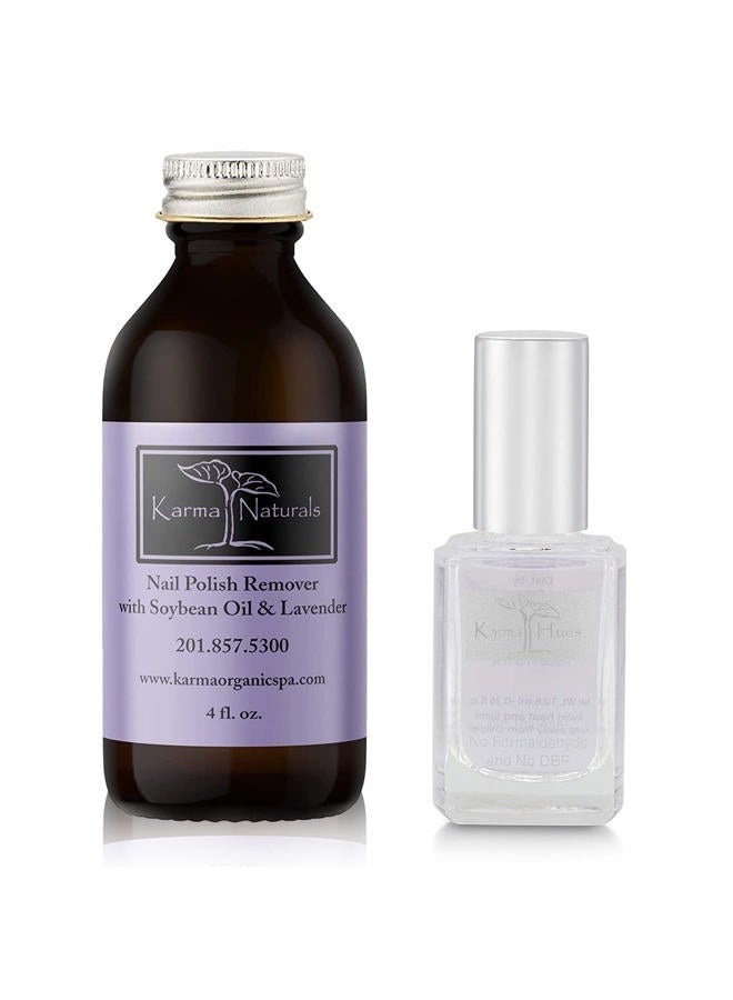 Modundry Karma Organic Natural Soybean Lavender Nail Polish Remover with Two in One Base Coat/Top Coat for Women- Non-Toxic Nail Treatment Vegan Cruelty-Free - Image 1