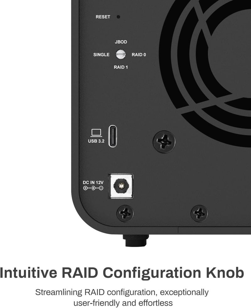تيراماستر غلاف RAID USB من TERRAMASTER D2-320 – USB 3.2 Gen 2 10Gbps Type C، 2 فتحات، يدعم RAID 0، 1، فردي، JBOD (بدون أقراص) - Image 3