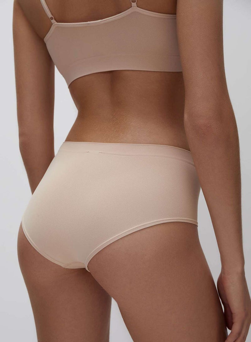 belle you Women’s High-Waisted Seamless Culotte Briefs – Full Coverage Panties with Cotton Gusset, Microfiber No Elastic Underwear, Eco-Friendly, XS–4XL, Nude - Image 1