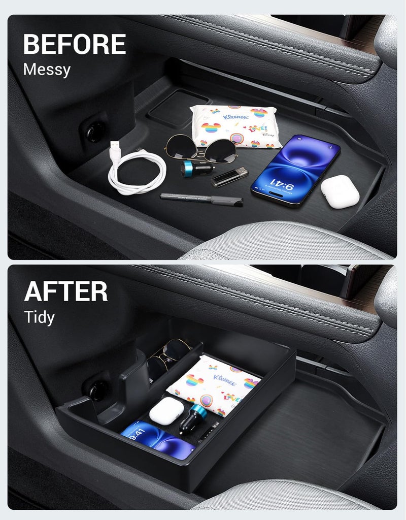 Ecarzo 2025 Upgraded Console Bottom Organizer Compatible with 2021-2025 Toyota Sienna Accessories, Lower Center Console Tray Storage Box with Multiple Compartments - Image 2