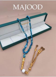 موجود التصميم الأصلي/33 خرزة صلاة من اللؤلؤ الطبيعي على شكل صدفة الأرز/تسبيح/12 ملم  - Image 1