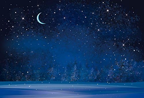 Yeele 10x6.5ft Winter Night Snowfall Snowflake Photography Backdrops Starry Sky Moon Blurry Fir Trees Pine Forest Background Merry Christmas Happy New Year Party Banner Decoration Studio Props - Image 2