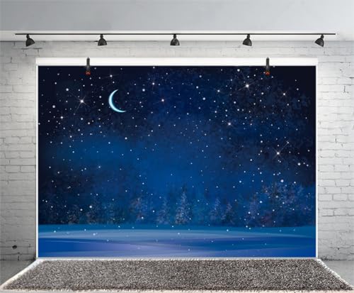 Yeele 10x6.5ft Winter Night Snowfall Snowflake Photography Backdrops Starry Sky Moon Blurry Fir Trees Pine Forest Background Merry Christmas Happy New Year Party Banner Decoration Studio Props - Image 5