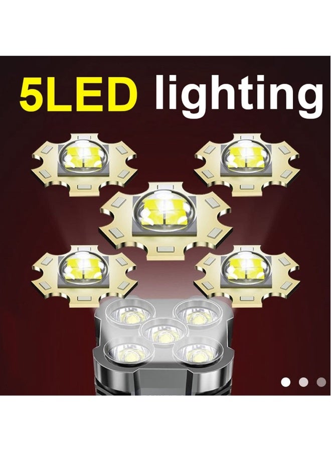 مصباح يدوي LED فائق السطوع SYOSI، مصباح قوي للاستخدام الخارجي مع 4 أوضاع و5 شعلات، مناسب للطوارئ والتخييم والمشي والمغامرات وصيد السمك، مقاوم للماء IPX4، قابل لإعادة الشحن بسعة كبيرة - Image 2