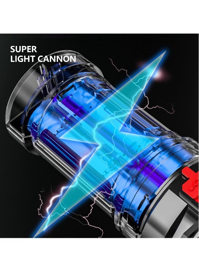مصباح يدوي LED فائق السطوع SYOSI، مصباح قوي للاستخدام الخارجي مع 4 أوضاع و5 شعلات، مناسب للطوارئ والتخييم والمشي والمغامرات وصيد السمك، مقاوم للماء IPX4، قابل لإعادة الشحن بسعة كبيرة - Image 5