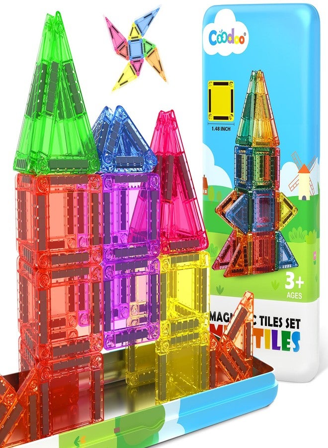 Coodoo بلاط مغناطيسي للأطفال من 4-8 سنوات ألعاب أطفال كتل مغناطيسية لعبة بناء STEM ألعاب خارجية للأطفال هدايا للأولاد والبنات من 3 سنوات فما فوق، بلاط مصغر بحجم الجيب للصفوف الدراسية ضروري - Image 1