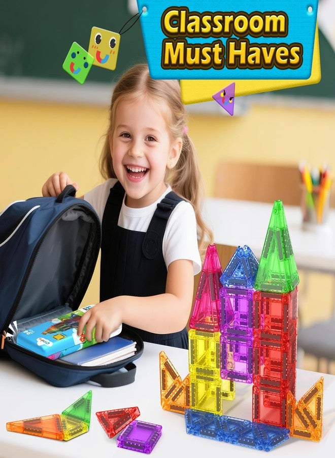 Coodoo بلاط مغناطيسي للأطفال من 4-8 سنوات ألعاب أطفال كتل مغناطيسية لعبة بناء STEM ألعاب خارجية للأطفال هدايا للأولاد والبنات من 3 سنوات فما فوق، بلاط مصغر بحجم الجيب للصفوف الدراسية ضروري - Image 3