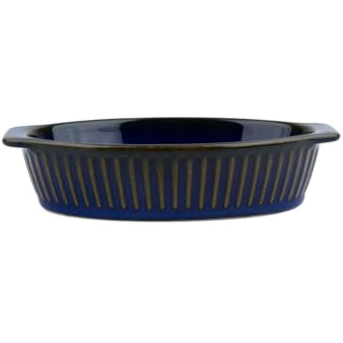 rayihni Stripe Emboss Oval Bakeware Navy - Image 1