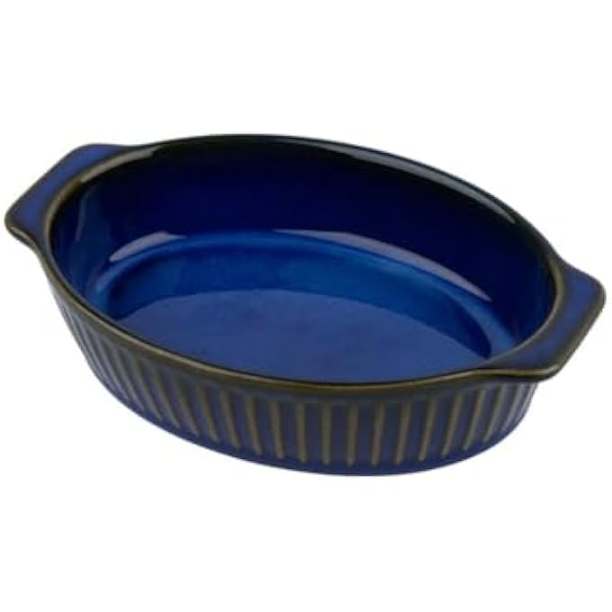 rayihni Stripe Emboss Oval Bakeware Navy - Image 2