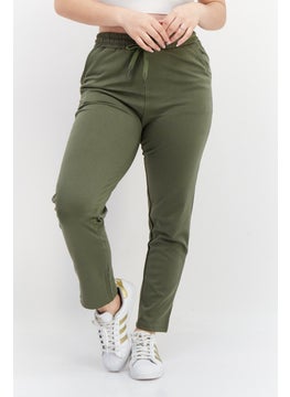 French Connection Women Drawstring Plain Jogger Pants, Olive  - Image 1