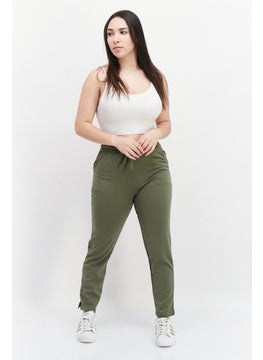 French Connection Women Drawstring Plain Jogger Pants, Olive  - Image 2
