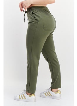 French Connection Women Drawstring Plain Jogger Pants, Olive  - Image 4