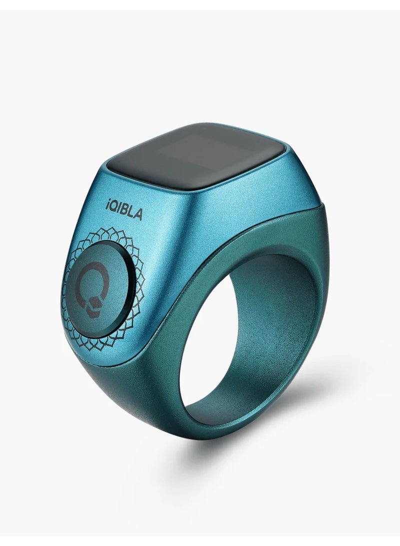iQIBLA Smart Tasbih Zikr Ring 0.42" Wide Display Powerful Battery Backup OLED Display F04 Flex Pro Smart Ring App Operated Tasbih Counter IP67 Waterproof iQibla Smart Zikr Ring Compatible Three Sizes 18MM, 20MM, 22MM With Charging Case Aluminium Alloy iQibla Zikr Ring Blue - Image 2