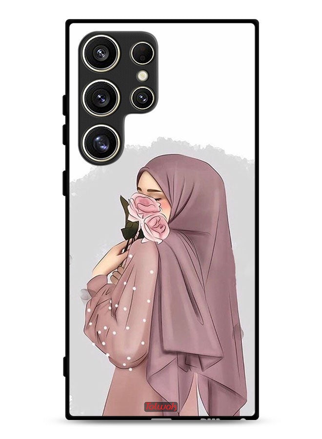 Tolwak Samsung Galaxy S24 Ultra 5G Protective Case Cover Holding Roses Girl Art - Image 1