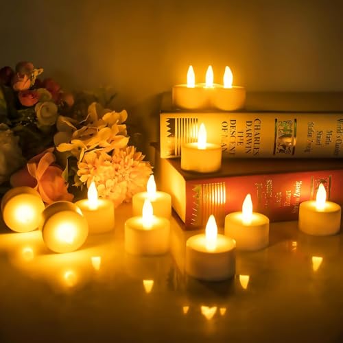 DECOVAA Flameless LED Tealight Candles, Battery Operated Smokeless Decorative Tea Lights for Home, Diwali, Wedding, Party & Festival Decoration (Warm White, Pack of 10) - Image 2