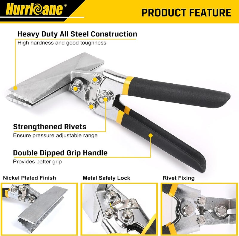 Hurricane Sheet Metal Hand Seamer, 6 Inch Straight Jaw Sheet Bender Tools for Flattening Metal, Bending Pliers with Double Dipped Cushion Handle, Grip Strength and Versatility - Image 2