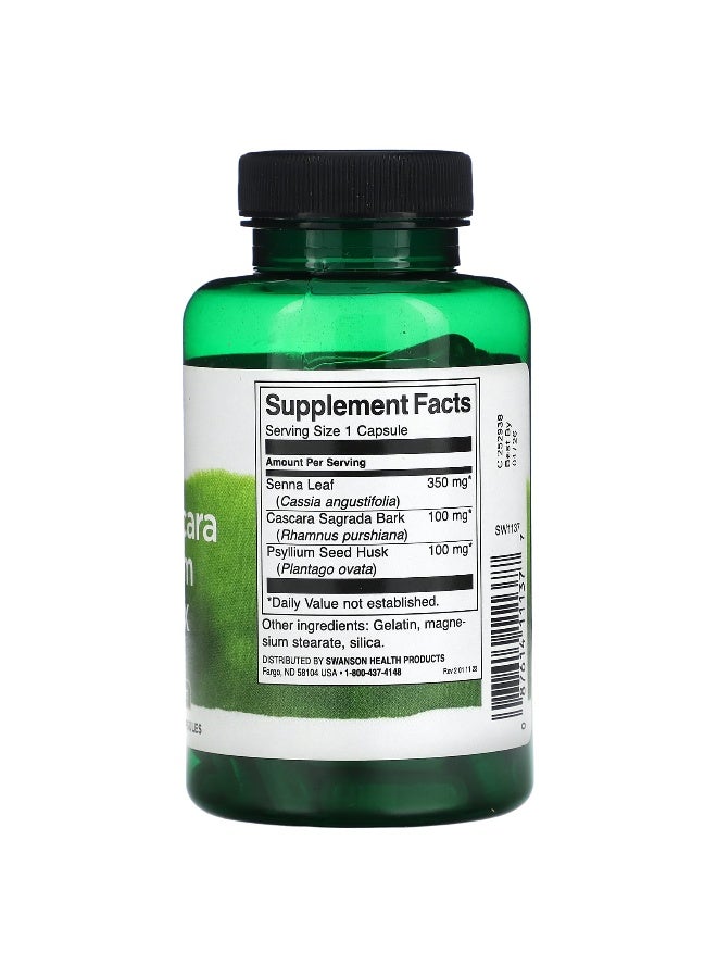 SWANSON سوانسون، سينّا، كاسكارا وبيسيلوم كومبلكس، 90 كبسولة - Image 2