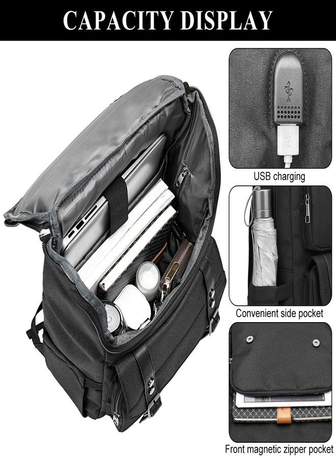 PALAY® Laptop Bags for Men Office Use Vintage Travel Laptop Backpack with usb Charging Port for Women & Men College Backpack Fits 15.6 Inch Laptops - Image 3