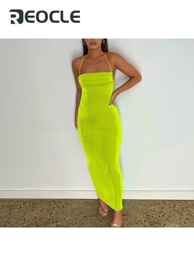 REOCLE Women's Slip Long Dress Sleeveless Backless Bodycon Maxi Dresses Casual Lounge Summer Slim Elegant Dress Cocktail Party Midi Dresses - Image 5