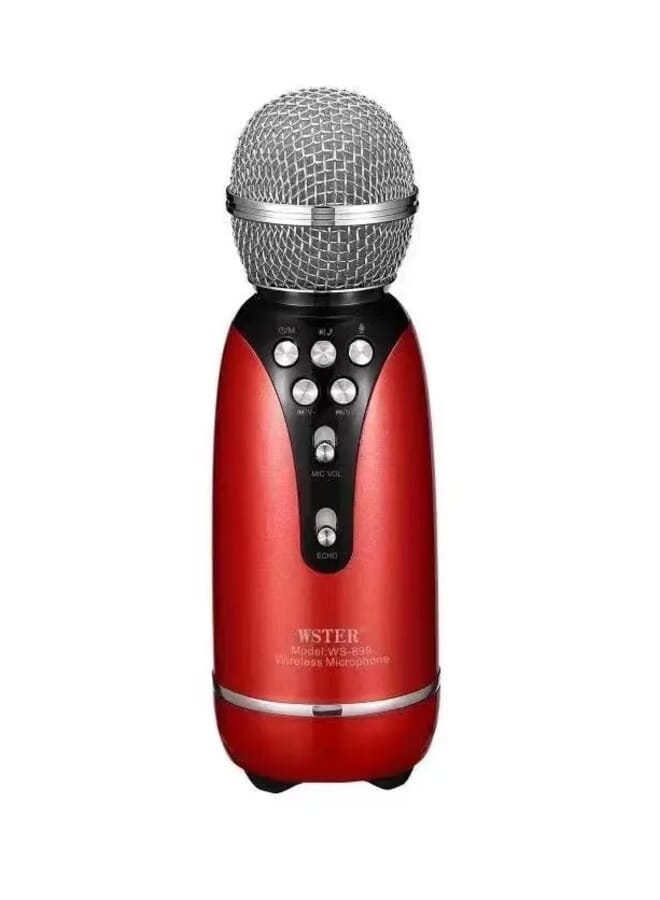 مكبر صوت كاريوكي عصري WSTER WS-899 مكبر صوت لاسلكي باللون الأحمر