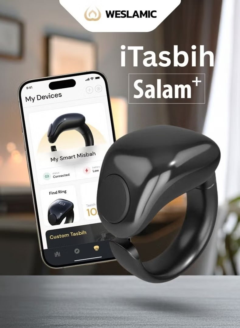 WESLAMIC iTasbih Smart Electronic Tasbeeh Ring Designed to Meet Muslims' Needs for Tasbeeh Reminders and Prayer Times Waterproof and Dust Resistant with OLED Screen with 5 Sizes (16/18/20/22/24) - Image 3